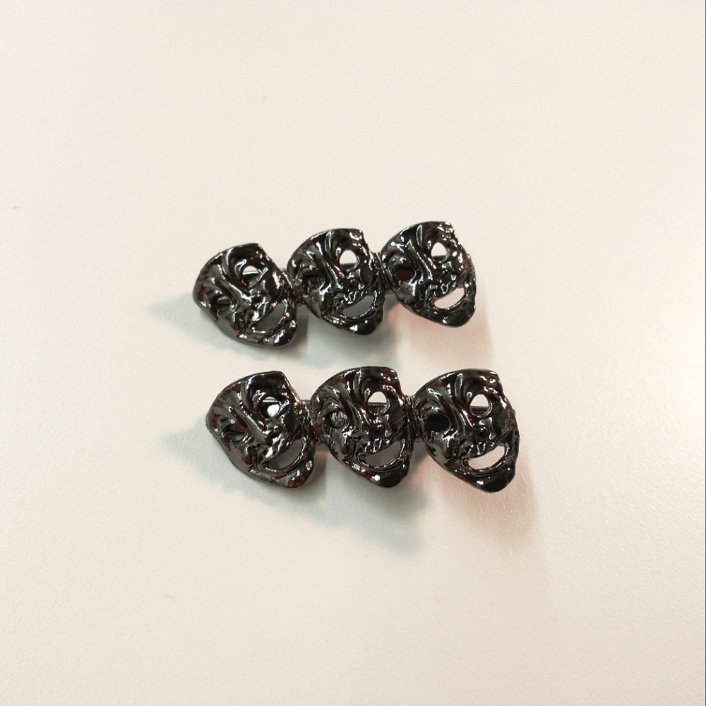 🧁 3/$30 Comedy and Tragedy Theatre Mask Barrettes Pair NEW